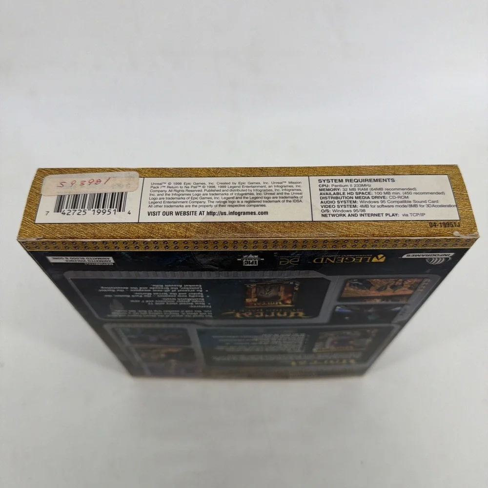 RARE Unreal Gold Big Box PC CD-ROM 1998 Epic Games